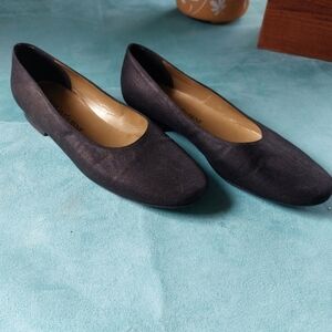 Yves Saint Laurent Black Glazed Linen Women's Flats
